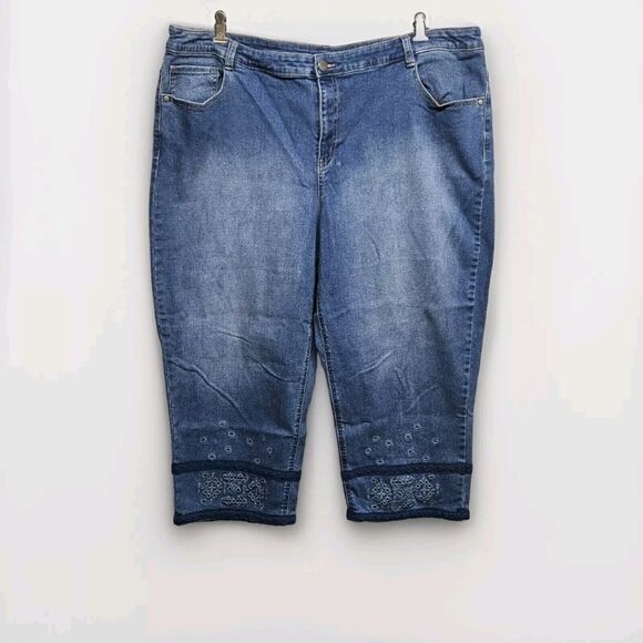 Women's Plus Size 24 Lot of 2 Cropped Jeans CJ BANKS GLORIA VANDERBILT Denim - Picture 3 of 12